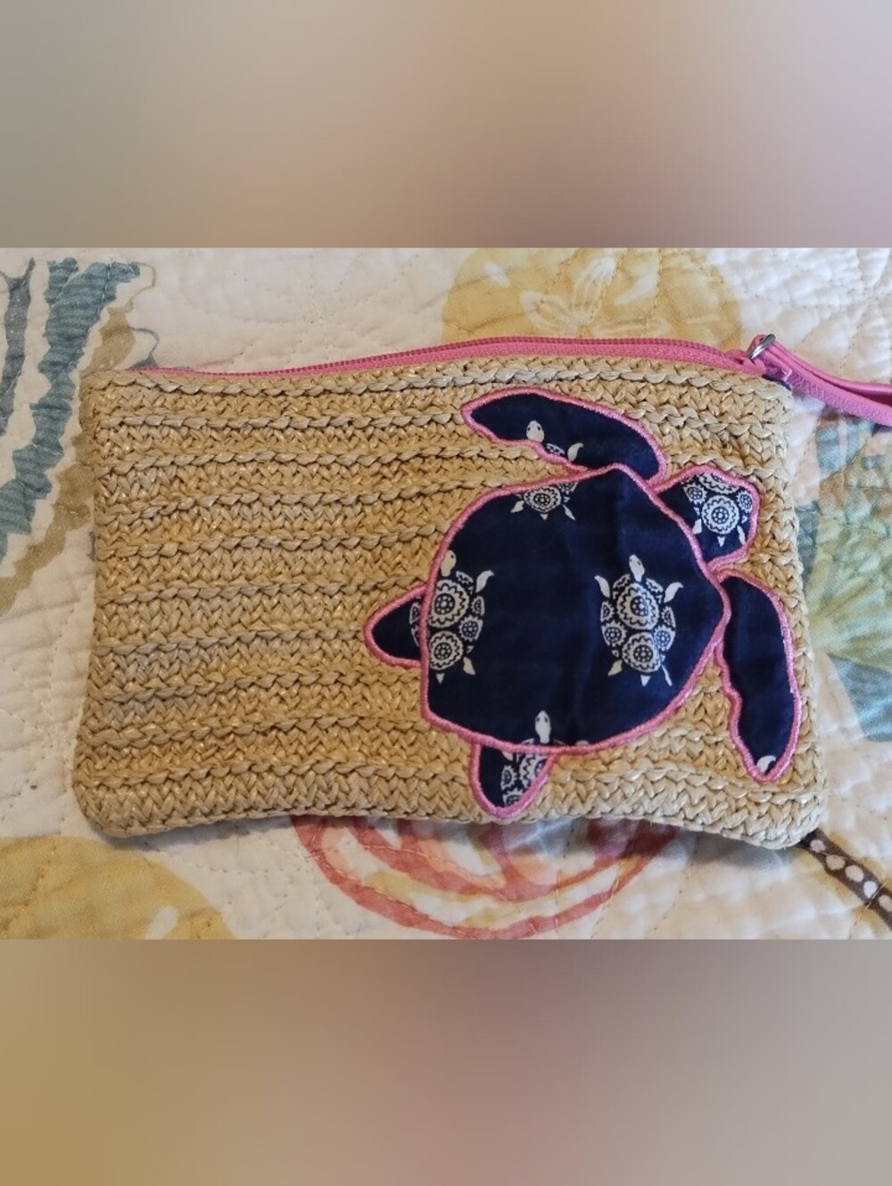 Vera Bradley Sea Turtle Straw Pouch
